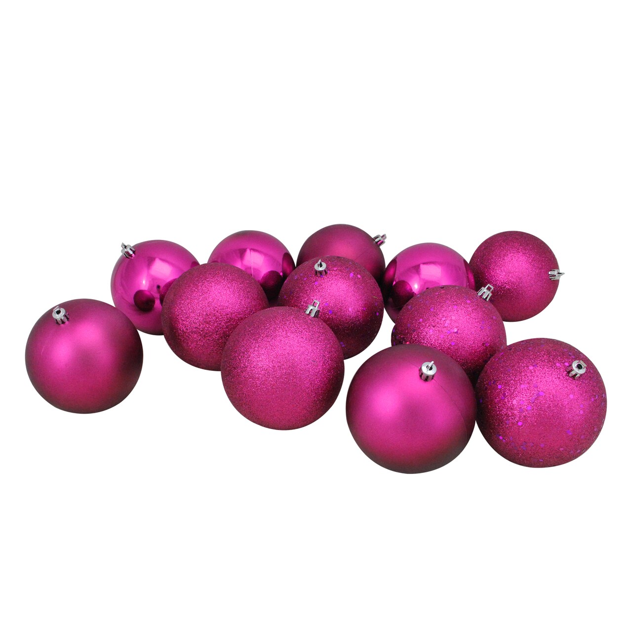 Northlight 12ct Pink Shatterproof 4-Finish Christmas Ball Ornaments 4" (100mm)